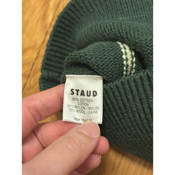 STAUD Cabin Intarsia Sweater Wool Blend Forest Window Tree Outdoors Knit Crew S - Picture 7 of 8